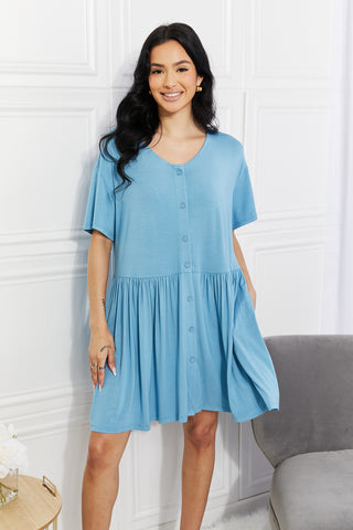 Shop Sky Blue Yelete Full Size Oh Sweet Spring Button Up Flare Dress - High-Quality U.S. Made Women’s Fashion with Free & Fast Shipping