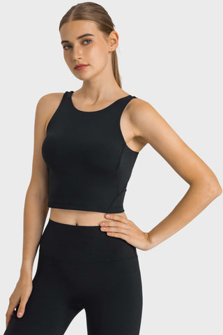 Shop Millennia Feel Like Skin Highly Stretchy Cropped Sports Tank - High-Quality U.S. Made Women’s Fashion with Free & Fast Shipping