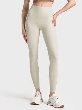 Shop Ivory Wide Waistband Active Leggings - High-Quality U.S. Made Women’s Fashion with Free & Fast Shipping