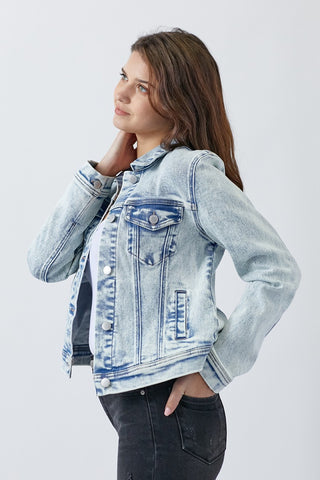 Shop RISEN Button Up Washed Denim Jacket - High-Quality U.S. Made Women’s Fashion with Free & Fast Shipping