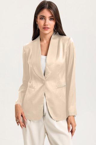 Shop Sand Long Sleeve Shawl Collar Blazer - High-Quality U.S. Made Women’s Fashion with Free & Fast Shipping