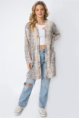 Shop Cherish Apparel Animal Print Flannel Open Front Longline Cardigan - High-Quality U.S. Made Women’s Fashion with Free & Fast Shipping