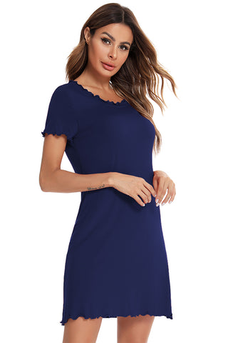 Shop Round Neck Short Sleeve Lounge Dress - High-Quality U.S. Made Women’s Fashion with Free Fast Shipping