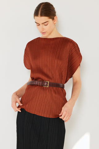 Shop Brown One Size Marina West Swim Rib Pleated Oversized Dolman Sleeve Top - High-Quality U.S. Made Women’s Fashion with Free & Fast Shipping