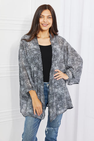 Shop Black Gray Melody Full Size Snake Print Chiffon Kimono - High-Quality U.S. Made Women’s Fashion with Free & Fast Shipping