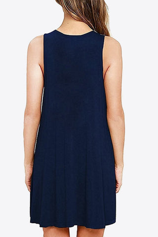 Shop Full Size Round Neck Sleeveless Dress with Pockets - High-Quality U.S. Made Women’s Fashion with Free Fast Shipping