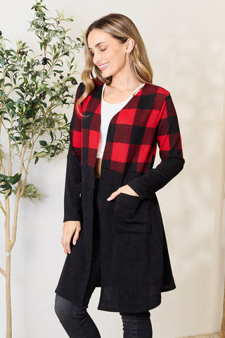 Shop Heimish Full Size Plaid Open Front Cardigan - High-Quality U.S. Made Women’s Fashion with Free & Fast Shipping