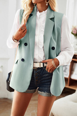 Shop Double-Breasted Sleeveless Blazer - High-Quality U.S. Made Women’s Fashion with Free & Fast Shipping