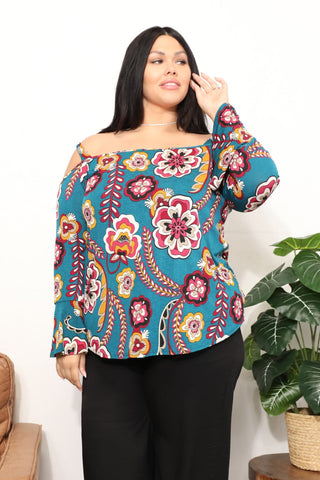 Shop Floral Sew In Love Full Size Floral Cold Shoulder Blouse - High-Quality U.S. Made Women’s Fashion with Free & Fast Shipping