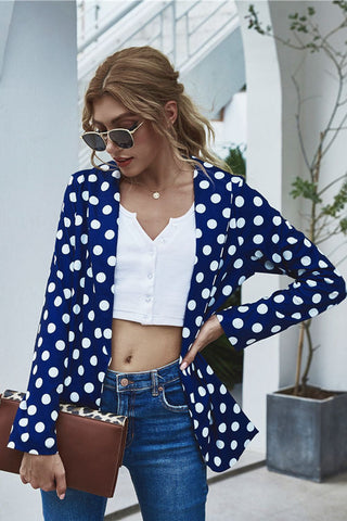 Shop Polka Dot Long Sleeve Blazer - High-Quality U.S. Made Women’s Fashion with Free & Fast Shipping