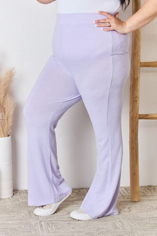 Shop RISEN Full Size High Waist Ultra Soft Knit Flare Pants - High-Quality U.S. Made Women’s Fashion with Free & Fast Shipping