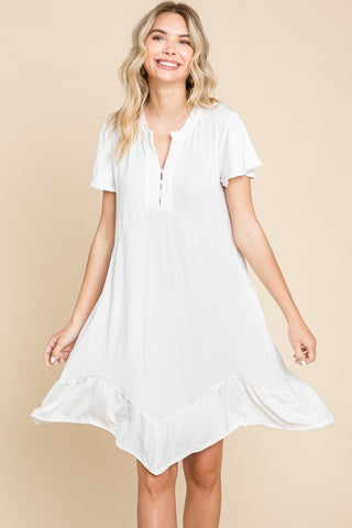 Shop Culture Code Full Size Short Sleeve Ruffled Asymmetric Hem Dress - High-Quality U.S. Made Women’s Fashion with Free & Fast Shipping