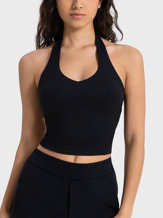 Shop Black Millennia Cropped Sport Tank - High-Quality U.S. Made Women’s Fashion with Free & Fast Shipping