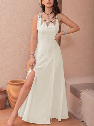 Shop Swiss Dot Cutout Sleeveless Maxi Dress - High-Quality U.S. Made Women’s Fashion with Free Fast Shipping