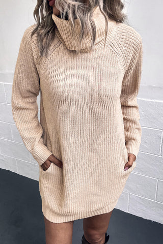 Shop Turtleneck Sweater Dress with Pockets - High-Quality U.S. Made Women’s Fashion with Free Fast Shipping