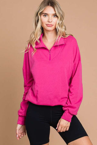 Shop SATINROSE Culture Code Full Size Half Zip Long Sleeve Sweatshirt - High-Quality U.S. Made Women’s Fashion with Free & Fast Shipping