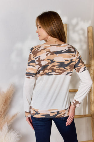 Shop Hailey & Co Full Size Printed Round Neck Blouse - High-Quality U.S. Made Women’s Fashion with Free & Fast Shipping