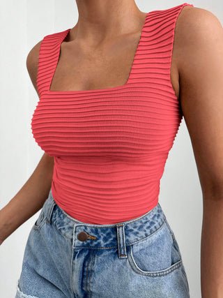 Shop Square Neck Wide Strap Tank - High-Quality U.S. Made Women’s Fashion with Free & Fast Shipping