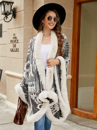 Shop Printed Open Front Poncho - High-Quality U.S. Made Women’s Fashion with Free & Fast Shipping