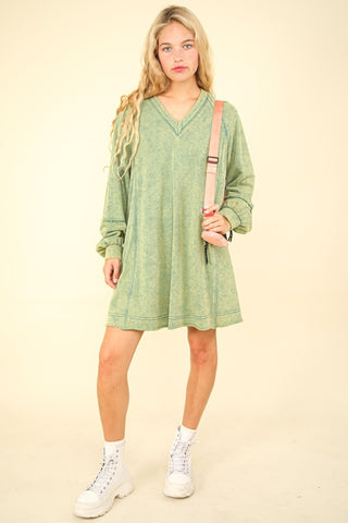 Shop VERY J Mineral Washed Oversized A-Line Mini Dress - High-Quality U.S. Made Women’s Fashion with Free & Fast Shipping