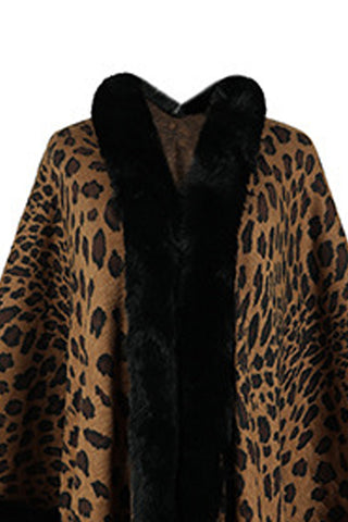 Shop Leopard Open Front Poncho - High-Quality U.S. Made Women’s Fashion with Free Fast Shipping