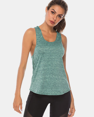 Shop Light Green Full Size Scoop Neck Wide Strap Active Tank - High-Quality U.S. Made Women’s Fashion with Free & Fast Shipping