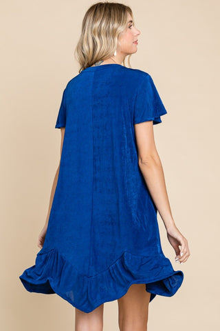 Shop Culture Code Full Size Short Sleeve Ruffled Asymmetric Hem Dress - High-Quality U.S. Made Women’s Fashion with Free & Fast Shipping