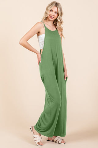 Shop Culture Code Full Size Sleeveless Wide Leg Jumpsuit with Pockets - High-Quality U.S. Made Women’s Fashion with Free & Fast Shipping