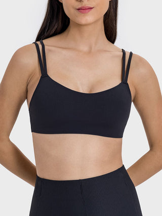 Shop Black Millennia Scoop Neck Double Strap Active Cami - High-Quality U.S. Made Women’s Fashion with Free & Fast Shipping