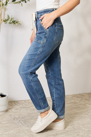 Shop Judy Blue Full Size High Waist Drawstring Denim Jeans - High-Quality U.S. Made Women’s Fashion with Free & Fast Shipping