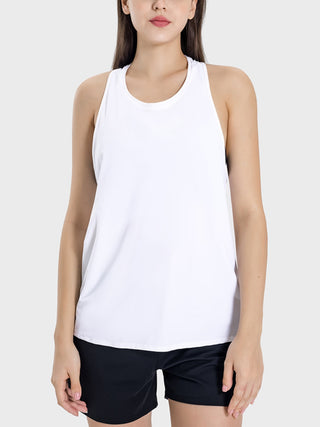 Shop White Millennia Round Neck Wide Strap Active Tank - High-Quality U.S. Made Women’s Fashion with Free & Fast Shipping