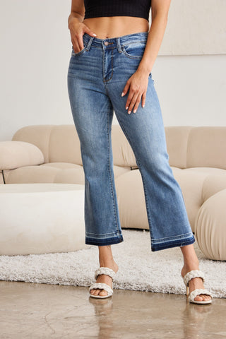 Shop Judy Blue Full Size Release Hem Cropped Bootcut Jeans - High-Quality U.S. Made Women’s Fashion with Free & Fast Shipping