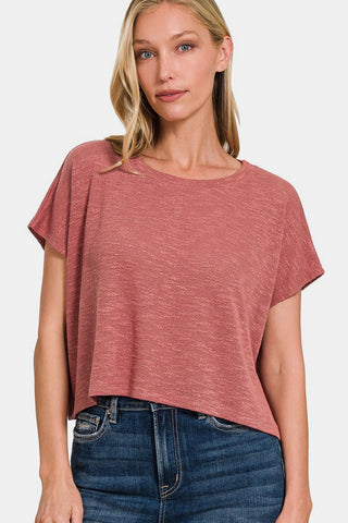 Shop Winter Rose Zenana Round Neck Short Sleeve T-Shirt - High-Quality U.S. Made Women’s Fashion with Free & Fast Shipping