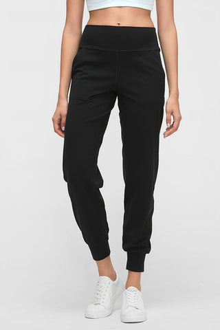 Shop Black Wide Waistband Slant Pocket Pants - High-Quality U.S. Made Women’s Fashion with Free & Fast Shipping