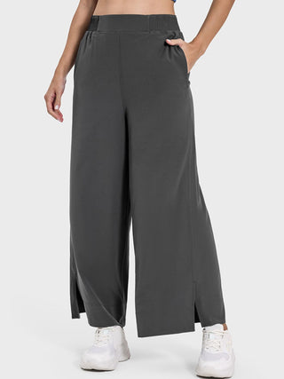 Shop Slit Wide Leg Active Pants - High-Quality U.S. Made Women’s Fashion with Free & Fast Shipping