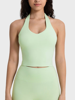 Shop Light Green Millennia Cropped Sport Tank - High-Quality U.S. Made Women’s Fashion with Free & Fast Shipping