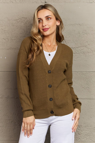 Shop Olive Zenana Kiss Me Tonight Full Size Button Down Cardigan in Olive - High-Quality U.S. Made Women’s Fashion with Free & Fast Shipping