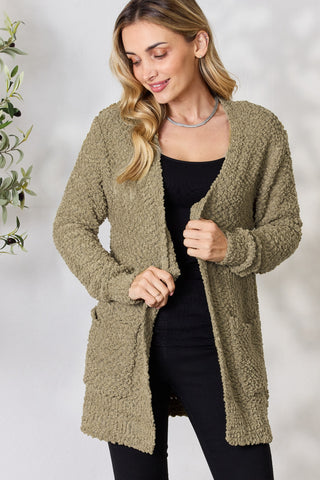 Shop Zenana Falling For You Full Size Open Front Popcorn Cardigan - High-Quality U.S. Made Women’s Fashion with Free & Fast Shipping