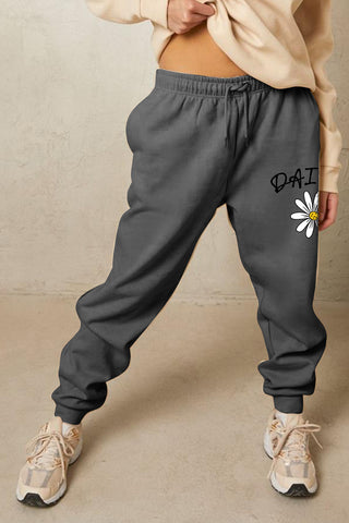 Shop Simply Love Simply Love Full Size Drawstring DAISY Graphic Long Sweatpants - High-Quality U.S. Made Women’s Fashion with Free Fast Shipping