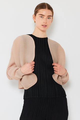 Shop Marina West Swim Rib Pleated Puff Sleeve Bolero Cardigan - High-Quality U.S. Made Women’s Fashion with Free & Fast Shipping