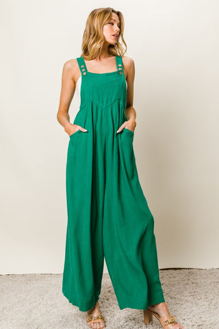 Shop BiBi Texture Sleeveless Wide Leg Jumpsuit - High-Quality U.S. Made Women’s Fashion with Free & Fast Shipping