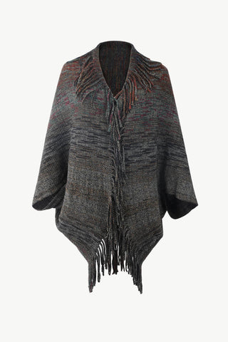 Shop Multicolored Fringe Trim Poncho - High-Quality U.S. Made Women’s Fashion with Free Fast Shipping