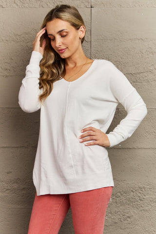 Shop Ivory Zenana Sweater Weather Full Size Center Seam Tunic Sweater - High-Quality U.S. Made Women’s Fashion with Free & Fast Shipping