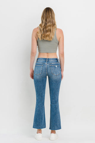 Shop Vervet by Flying Monkey Full Size Mid Rise Distressed Cropped Flare Jeans - High-Quality U.S. Made Women’s Fashion with Free & Fast Shipping