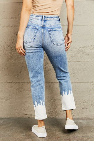 Shop BAYEAS High Waisted Distressed Painted Cropped Skinny Jeans - High-Quality U.S. Made Women’s Fashion with Free & Fast Shipping