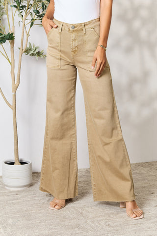 Shop BAYEAS Raw Hem Wide Leg Jeans - High-Quality U.S. Made Women’s Fashion with Free & Fast Shipping