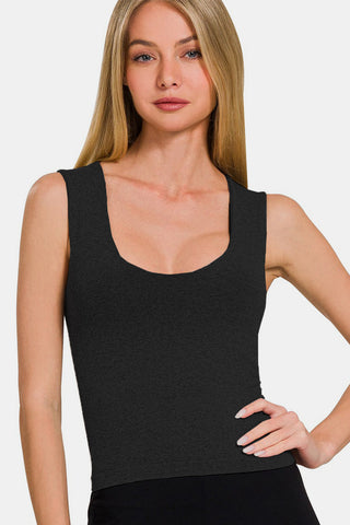 Shop Zenana Cropped Padded Seamless Tank - High-Quality U.S. Made Women’s Fashion with Free & Fast Shipping