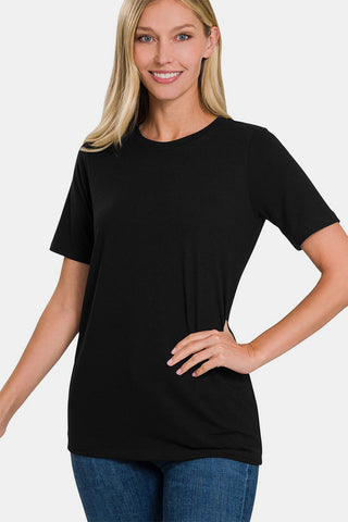 Shop Black Zenana Full Size Crew Neck Short Sleeve T-Shirt - High-Quality U.S. Made Women’s Fashion with Free & Fast Shipping