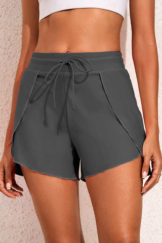 Shop Charcoal Drawstring Waist Swim Shorts - High-Quality U.S. Made Women’s Fashion with Free & Fast Shipping