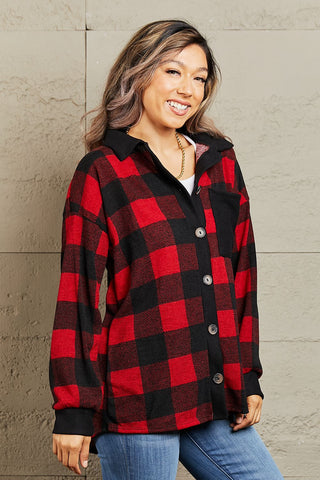 Shop Heimish Make It Last Full Size Contrast Plaid Shacket - High-Quality U.S. Made Women’s Fashion with Free & Fast Shipping